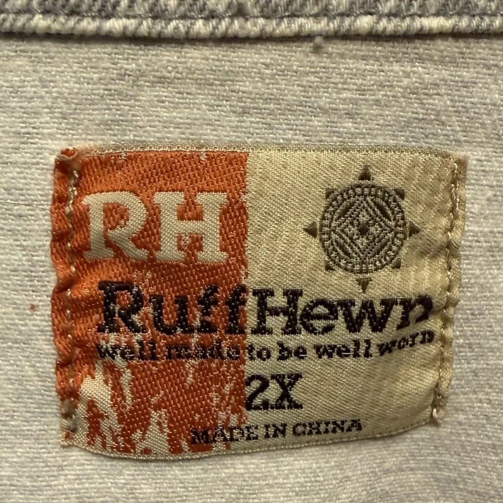 Ruff Hewn Gray & White Cotton Denim Moto Jacket Women's Plus Size 2X Streetwear - Picture 14 of 15
